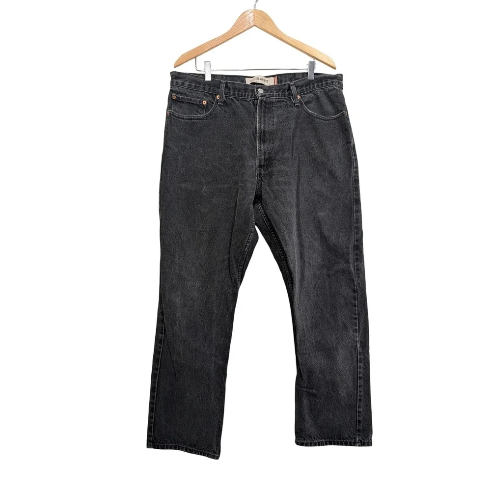 Levi's 505 Jeans Black Regular Fit Straight Leg Denim - 40x32